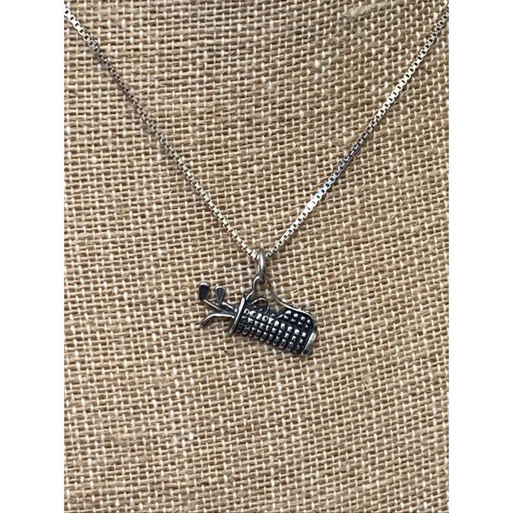 Golf Clubs and Box Chain Sterling Silver Jewelry Charm #sports #golf clubs #golf